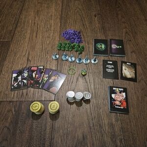 Monopoly Disney Villains Replacement Parts 6 Metal Tokens Ring Dice Cards Used. 